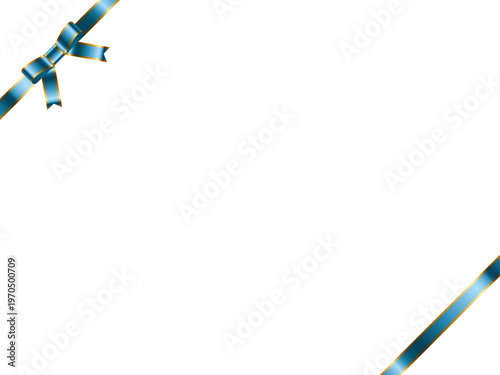 リボン蝶、縁、斜F、5水色