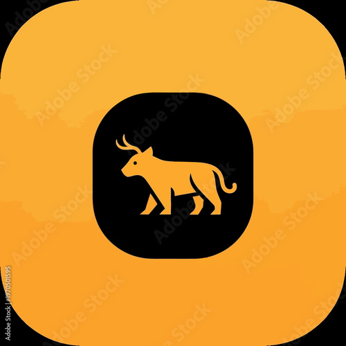 Golden Silhouette of a Stag on a Black Circle.