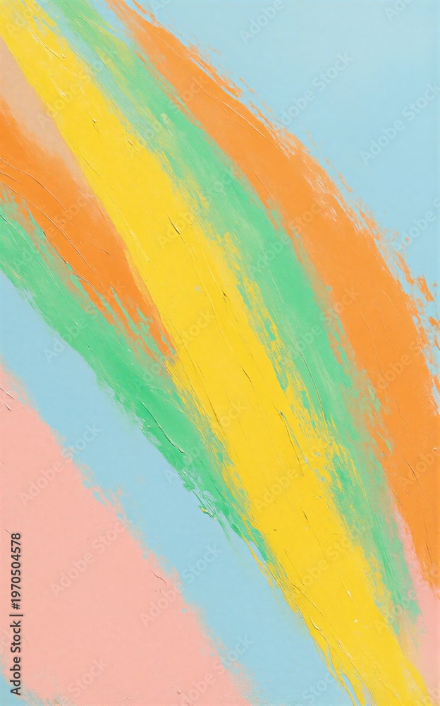 Fototapeta premium Vibrant diagonal brushstrokes of orange yellow green and pink against