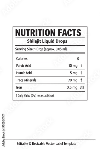 Wallpaper Mural Shilajit liquid drops nutrition facts label closeup Torontodigital.ca