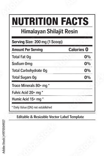 Wallpaper Mural Nutrition facts label for shilajit resin supplement Torontodigital.ca