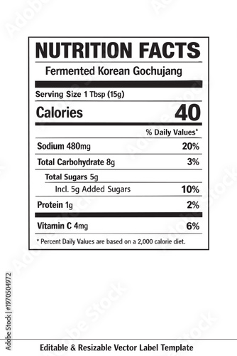 Wallpaper Mural Nutrition facts label for gochujang paste Torontodigital.ca