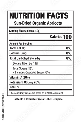 Wallpaper Mural Nutrition facts for organic sun dried apricots Torontodigital.ca