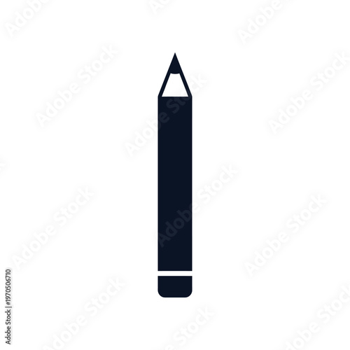 Simple graphic of a dark blue sharpened pencil isolated on white