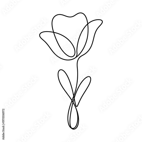 Minimalist line art depicting a single tulip flower in simplistic style