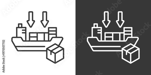 Import Cargo Icon Set Vector Collection Isolated In Black And White