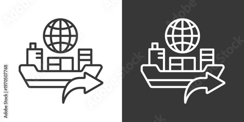 Sea Export Icon Set Vector Collection Isolated In Black And White