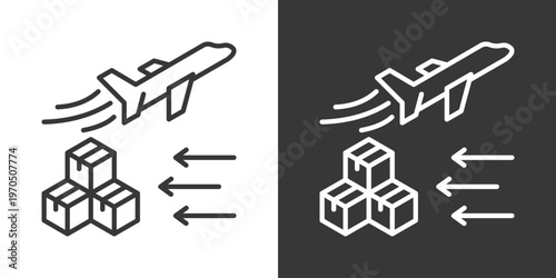 Air Import Icon Set Vector Collection Isolated In Black And White