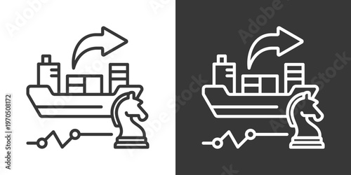 Export Strategy Icon Set Vector Collection Isolated In Black And White