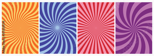 Vibrant colorful spiral patterns isolated on transparent background