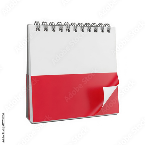 Spiral-bound notebook with a gradient red cover and a partially open page