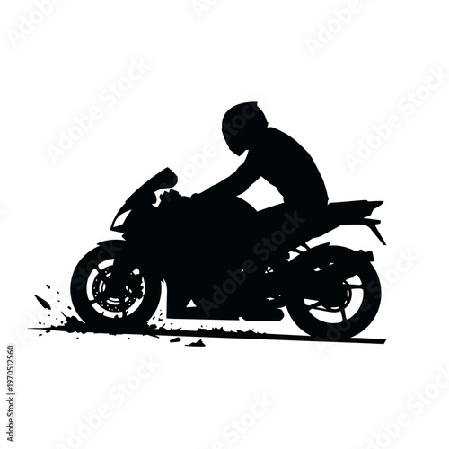 Speed Silhouette: A dynamic silhouette of a rider astride a high-speed motorcycle, exuding a sense of freedom, adventure, and the thrill of the open road.
