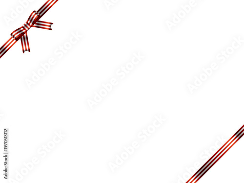 リボン蝶、縞、斜F、10赤