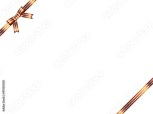 リボン蝶、縞、斜F、9オレンジ