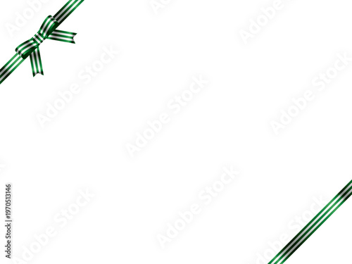 リボン蝶、縞、斜F、17緑