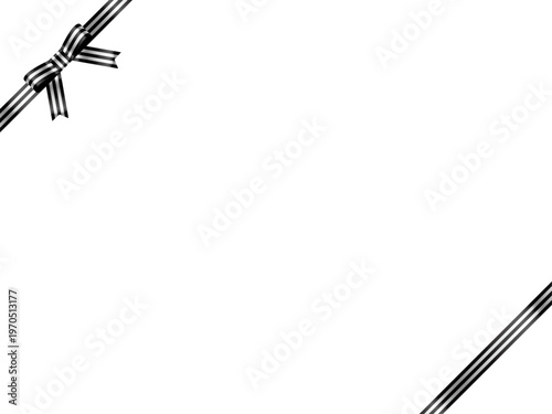 リボン蝶、縞、斜F、19黒