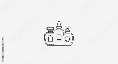 Collection of Perfume Bottles Outline Icon Vector.