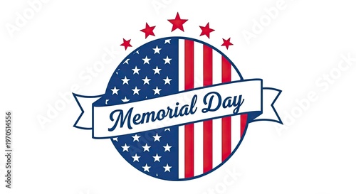 Memorial day american flag circle icon with stars