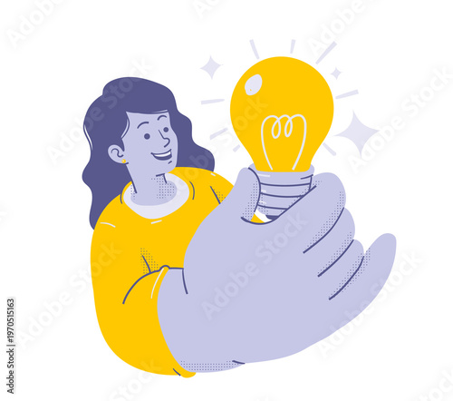 Woman holding a light bulb in her hand