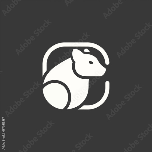 Minimalist White Fox Logo Design Inside Square Frame.