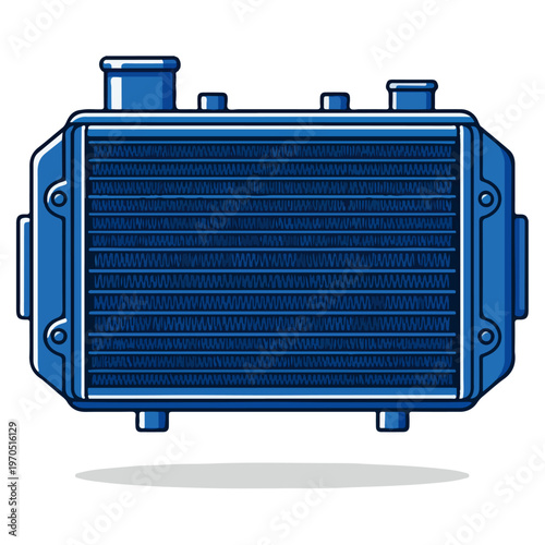blue automotive cooling radiator flat vector illustration design
