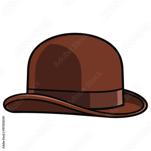 Brown Bowler Hat Cartoon Vector Illustration Design