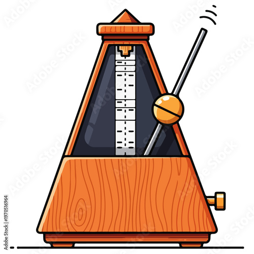 classic analog wooden metronome flat vector illustration