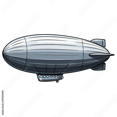 Cartoon Zeppelin Airship Vector Illustration