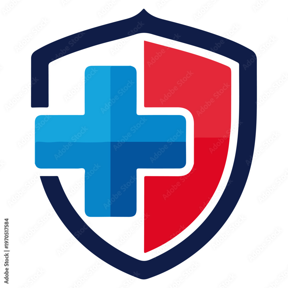 Obraz premium flat design medical cross shield logo vector template