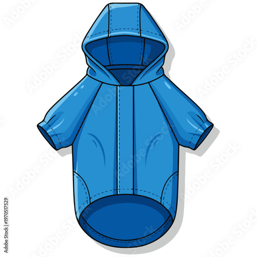 Blue Hooded Pet Rain Coat Cartoon Vector Template
