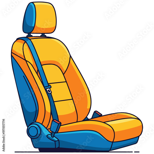 bright two-tone cartoon car seat flat vector illustration