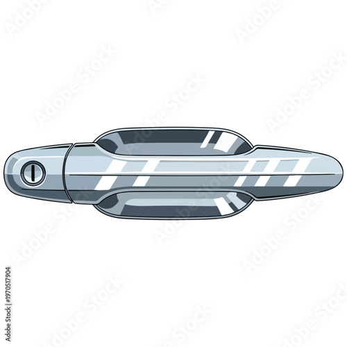 car door handle polished chrome cartoon vector illustration