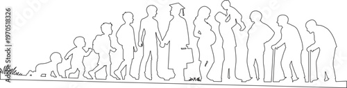 The stages of human life depicted as a line of silhouettes