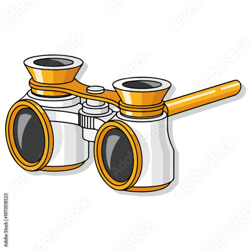 opera binoculars vintage gold white flat vector illustration