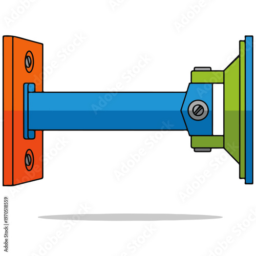 Colorful Industrial Mechanical Bracket Mount Vector Illustration