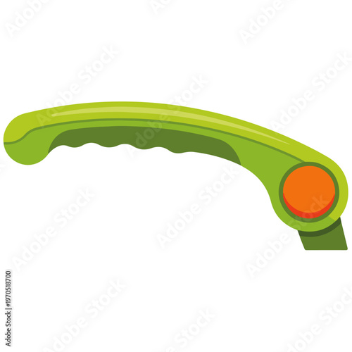 Curved Green Plastic Handle Grip Flat Vector Illustration