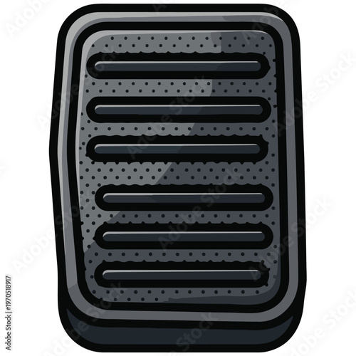 dark grey rubber car foot pedal flat vector graphic template