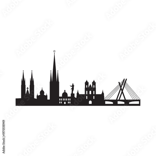 Silhouette of cologne skyline featuring cathedral and rhine bridge