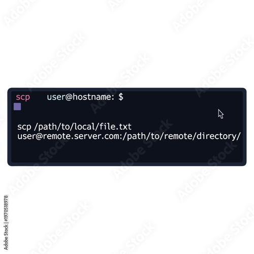 SCP Linux Terminal Command Flat Vector Design Template