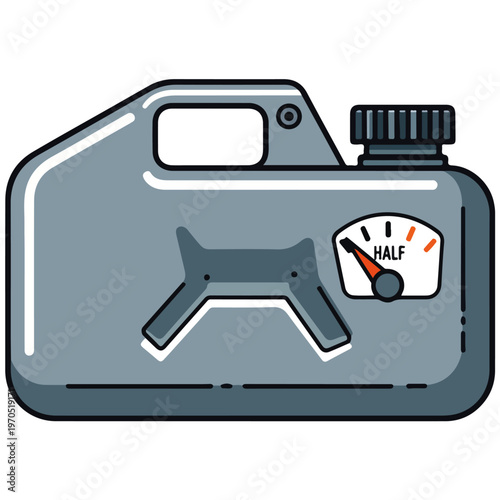 gasoline jerry can with fuel gauge flat vector illustration