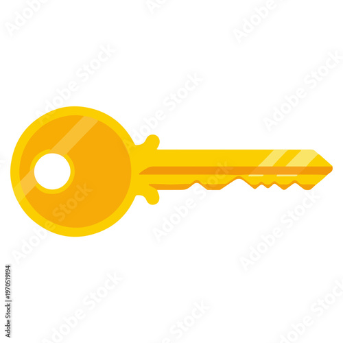 Golden Flat Design Door Key Vector Illustration