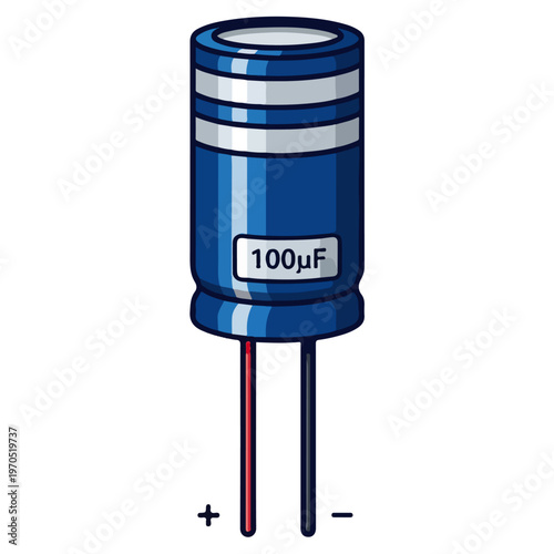 100uf electrolytic capacitor flat vector illustration