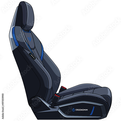modern sport racing car bucket seat flat vector illustration