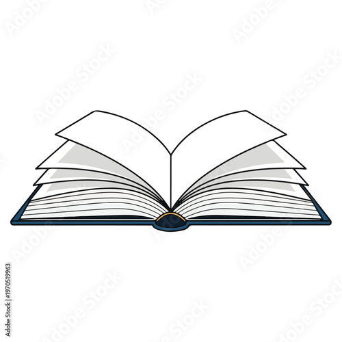 open hardcover book flat vector illustration template