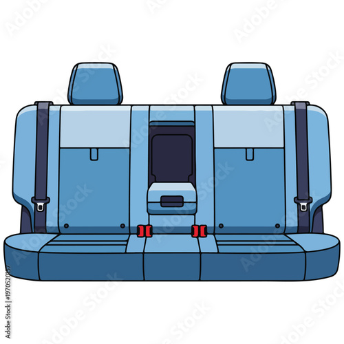 rear automobile bench seat flat vector illustration