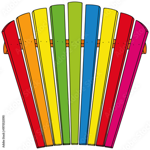 Rainbow Wooden Xylophone Bars Flat Vector Illustration