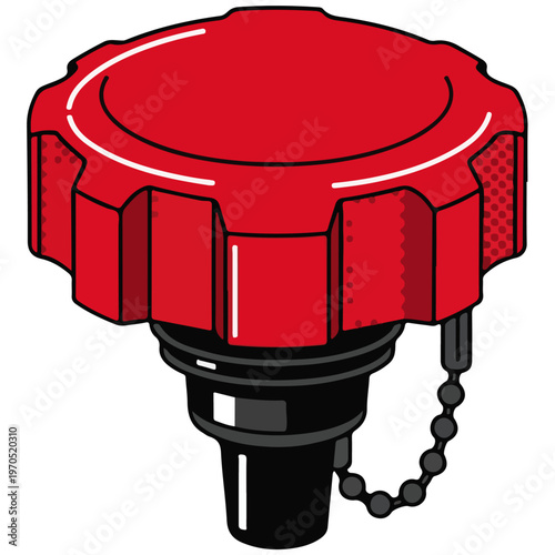 Red Twist Lock Fuel Tank Cap With Chain Vector Illustration