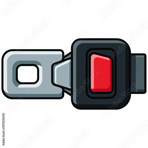 Seat Belt Buckle Flat Cartoon Vector Icon Template