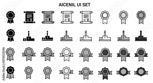 Collection of award icons and badges.
