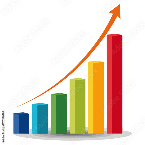 Free Download Upward Trending Colorful Bar Graph Growth Chart Vector Illustration - GFXLoad